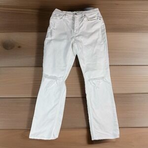 Hudson Thalia Mid Rise Straight Jeans Women's 27 White Mustang Distressed $215‎